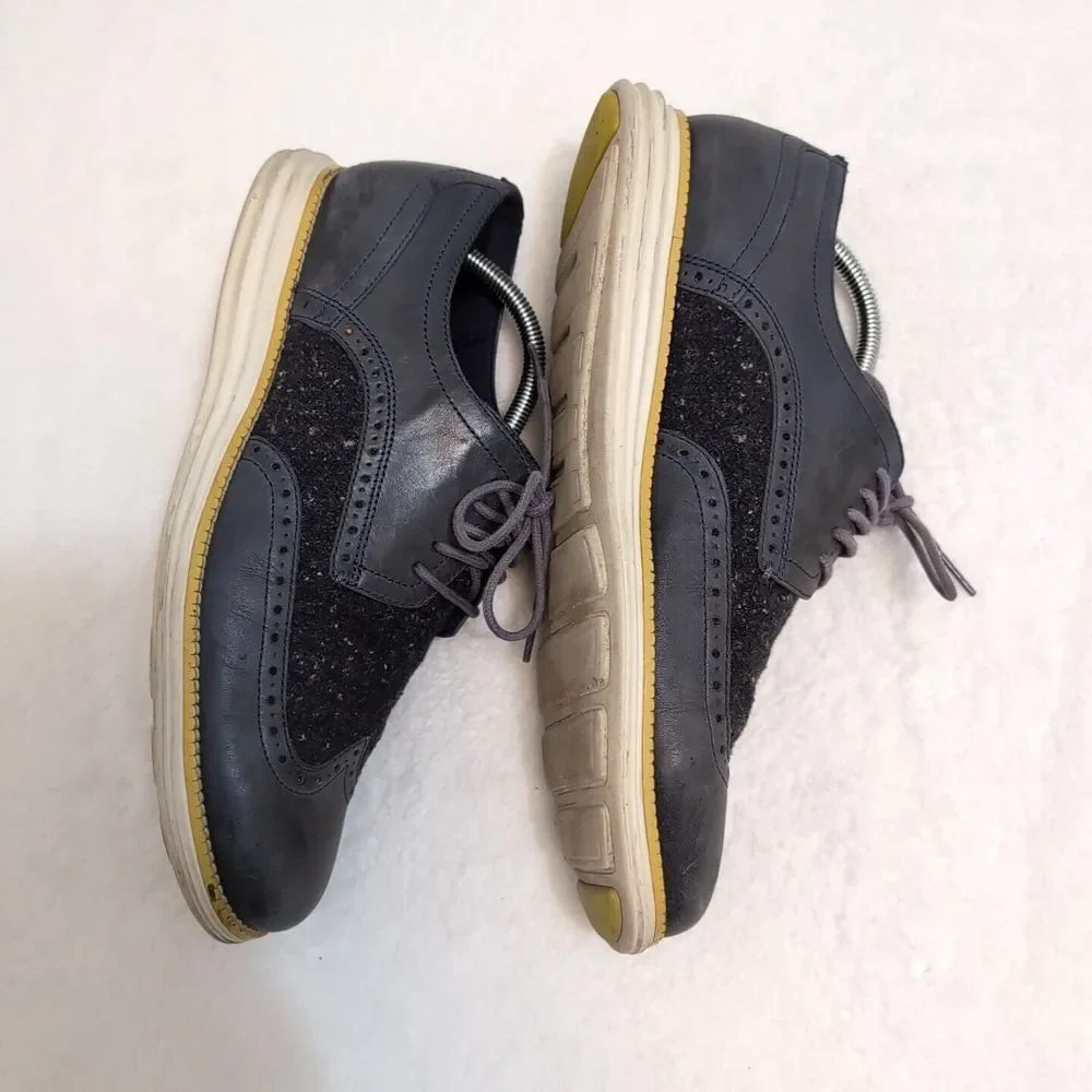 Cole Haan C30346 Mens‎ Original Grand Oxfords Wingtip Blue Leather Tweed Sz 10.5
